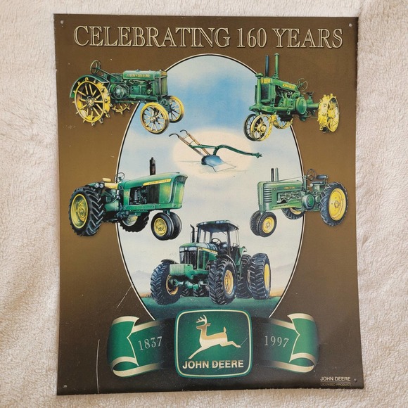 VTG John Deere 'Celebrating 160 Years' 1837-1997 Tractors Tin Metal Sign✨️13x16 - Picture 9 of 12